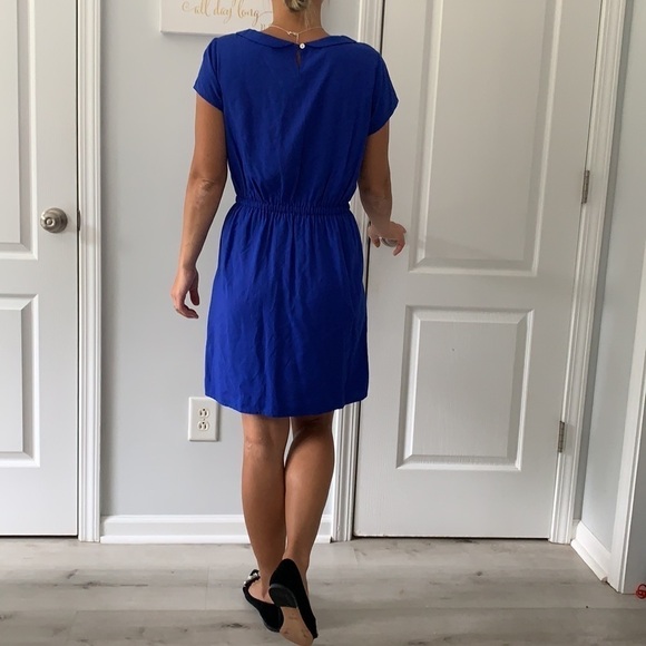 J Crew‎ Royal Blue Peter Pan Collar Dress pockets midi career or casual size 0 - Picture 8 of 10